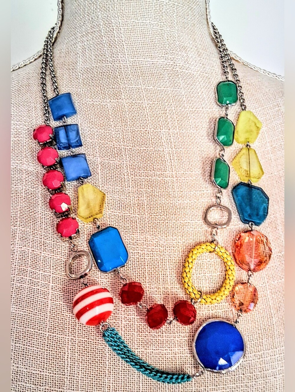 Colorful Statement Necklace - Stones, Glass, Acrylic, Leather & More